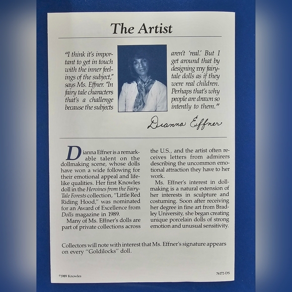 Goldilocks Porcelain Doll by Dianna Effner - Picture 6 of 7